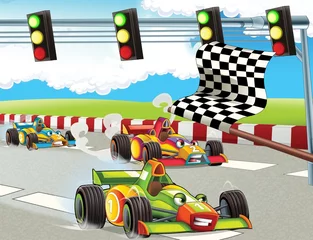 Tuinposter De formule race - super auto - illustratie voor de kinderen © honeyflavour