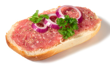 Schrippe mit Hackfleisch