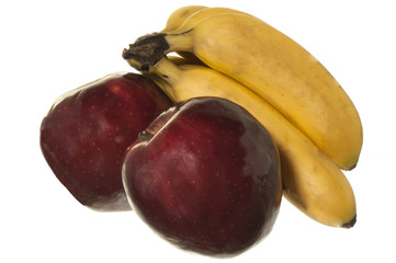 baby bananas and red apples