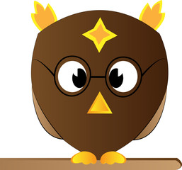 Cute owl wearing glasses on a white background.