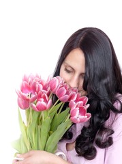 Junge Frau mit Tulpen