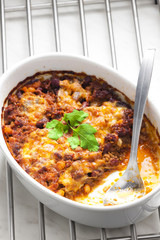 baked Mexican mixture with mozzarella
