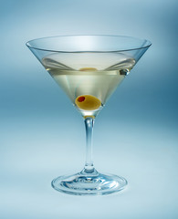 Martini with olive isolated. vermouth