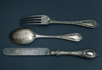 cutlery set with fork, knife and spoon