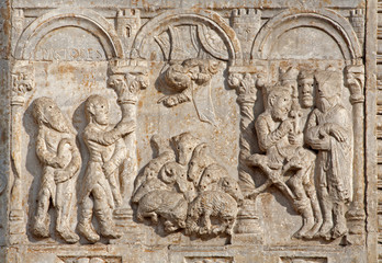 Verona - Relief of Adoration of Magi on San Zeno basilica
