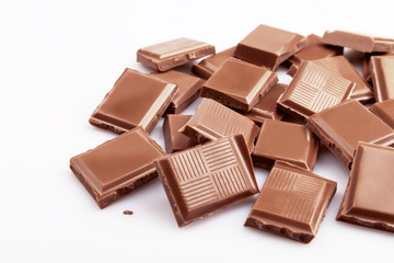 chocolate blocks  isolated on white