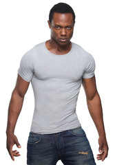 African American Man Posing Against White Background