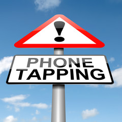 Phone tapping warning sign.