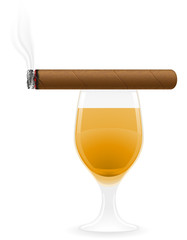cigar and alcoholic drinks vector illustration