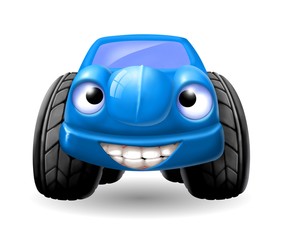 blauwe speelgoedauto