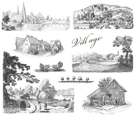 Village illustration - 50447399