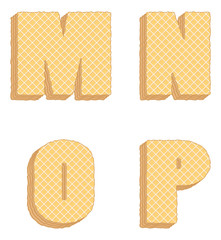 Vector collection of edible letters, consisting of waffles