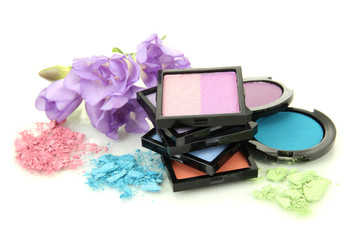 Beautiful bright eye shadows isolated on white