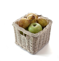 Apples and pears in a basket