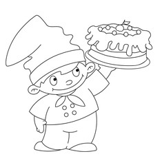 small cook with cake outlined