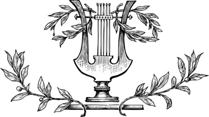 lyre with laurel branches