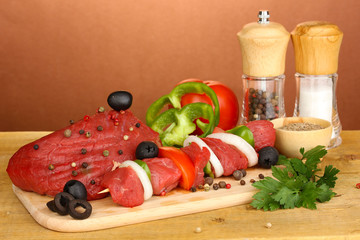 Raw beef meat marinated with herbs and spices