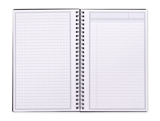 Blank spiral notebook over white
