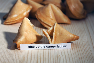 Fortune cookies on wooden table