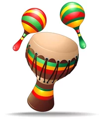 Papier Peint photo autocollant Dessiner Instruments de percussions bongo et maracas