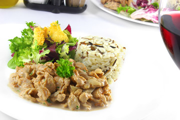 sliced turkey with rice - Putengeschnetzeltes mit Reis