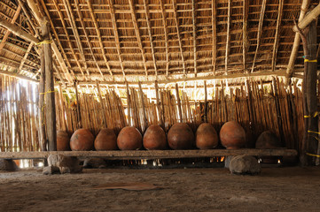 Panama, traditional house of the San Blas archipelago