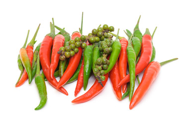Heap Red and Green Chilli Hot Peppers