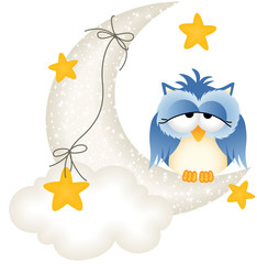 Owl dozing on the moon