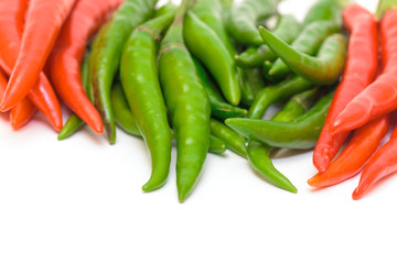 Heap Red and Green Chilli Hot Peppers