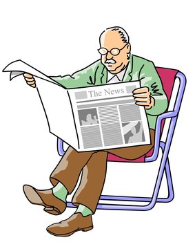 Grandfather reading the newspaper