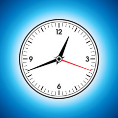 Large white wall clock on a blue background