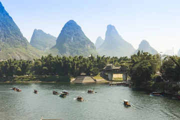 Outdoor-Kissen Sunset landscpae of yangshuo in guilin,china © snvv