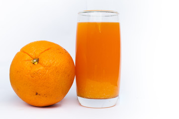 Orange juice and orange isolated on white