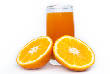 glass of orange juice isolated on white background