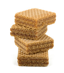Wafers or honeycomb waffles isolated on white background