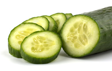 Sliced cucumber isolated on white background