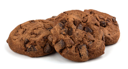Chocolate chips cookies isolated on white background