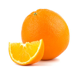 Orange fruit slices on white background
