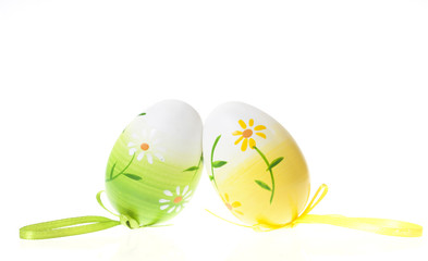 Painted Colorful Easter Eggs on white background