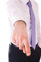 Businessman pointing with finger.