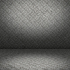Grunge interior with metal floor