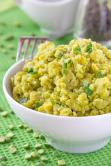 Russian pea squash in white bowl