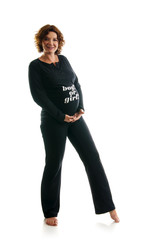 Beautiful pregnant woman - isolated over a white background