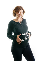 Beautiful pregnant woman - isolated over a white background