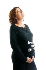 Beautiful pregnant woman - isolated over a white background