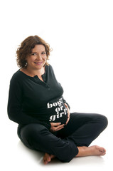 Beautiful pregnant woman - isolated over a white background