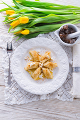 Polish Curd  dumplings with cinnamon butter