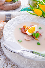 Polish Easter soup with egg and sausage