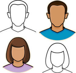 vector male and female avatar icons