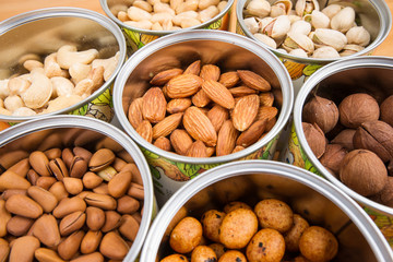 Assorted nuts in Iron pot